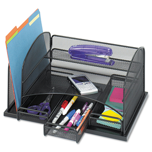 ONYX ORGANIZER WITH 3 DRAWERS, 6 COMPARTMENTS, STEEL, 16 X 11.5 X 8.25, BLACK by Safco