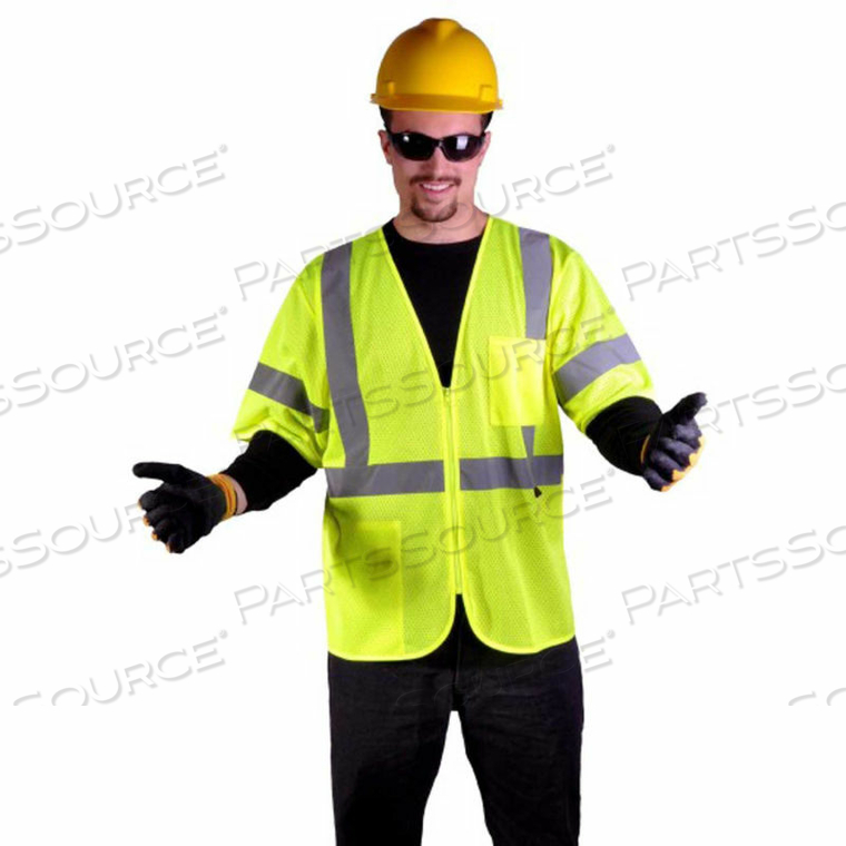 2001 STANDARD CLASS 3 MESH ZIPPER SAFETY VEST, LIME, 3XL by GSS Safety LLC