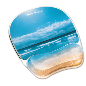 PHOTO GEL MOUSE PAD WITH WRIST REST WITH MICROBAN PROTECTION, 7.87 X 9.25, SANDY BEACH DESIGN by Fellowes