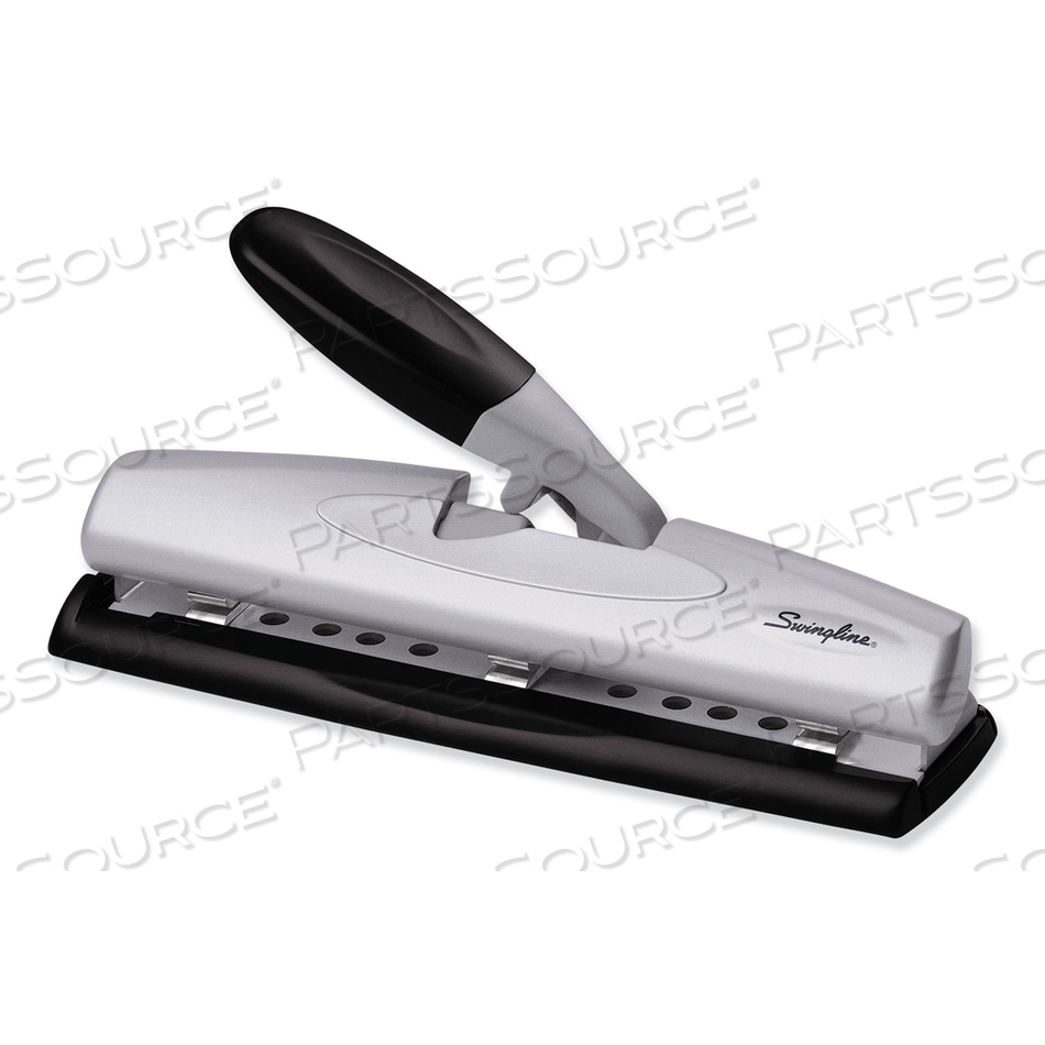 12-SHEET LIGHTTOUCH DESKTOP TWO- TO THREE-HOLE PUNCH, 9/32" HOLES, BLACK/SILVER by Swingline GBC