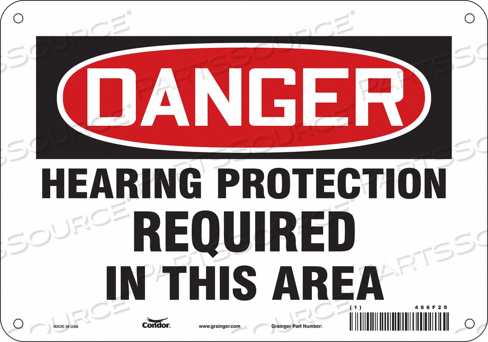 SAFETY SIGN, VERTICAL RECTANGLE, NUMBER OF PRINTED SIDES 1, ENGLISH, SIGN FORMAT TRADITIONAL OSHA, SIGN LEGEND HEARING PROTECTION REQUIRED I by Condor SAFETY SIGN, VERTICAL RECTANGLE, NUMBER OF PRINTED SIDES 1, ENGLISH, SIGN FORMAT TRADITIONAL OSHA, SIGN LEGEND HEARING PROTECTION REQUIRED I by Condor