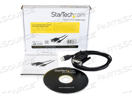 6FT 1-PORT USB TO SERIAL RS232 ADAPTER, FTDI DB9 SERIAL DCE ADAPTER CABLE, NULL MODEM, USB 2.0 by StarTech.com Ltd. 6FT 1-PORT USB TO SERIAL RS232 ADAPTER, FTDI DB9 SERIAL DCE ADAPTER CABLE, NULL MODEM, USB 2.0 by StarTech.com Ltd.