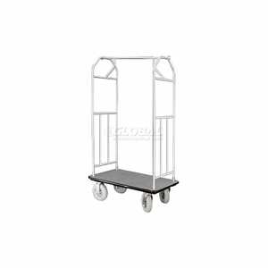 BELLMAN HOTEL CART 41X24 SATIN ALUMINUM WITH GRAY CARPET & PNEU. WHEELS by Glaro Products Inc
