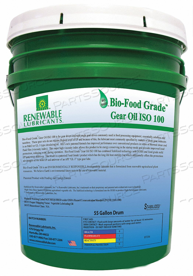 FOOD GRADE GEAR OIL 5 GAL by Renewable Lubricants