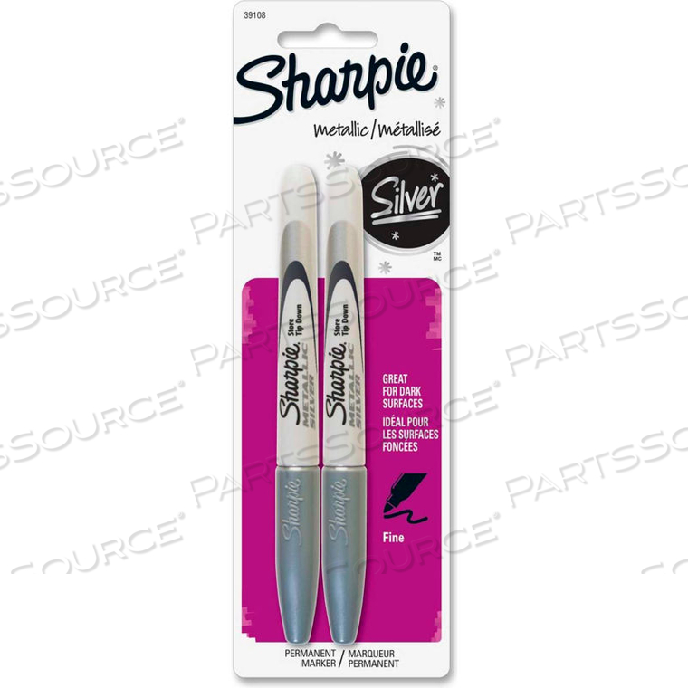 METALLIC SILVER PERMANENT MARKERS, SET OF 2 