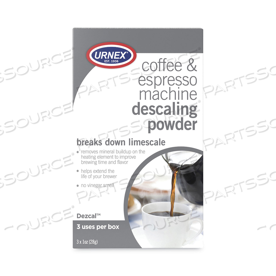 COFFEE AND ESPRESSO MACHINE DESCALING POWDER, 1 OZ PACKETS by Urnex Brands, Inc COFFEE AND ESPRESSO MACHINE DESCALING POWDER, 1 OZ PACKETS by Urnex Brands, Inc