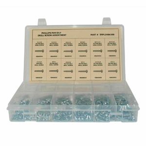 400 PIECE SELF DRILLING SCREW ASSORTMENT - #6 TO #10 - PHILLIPS PAN HEAD - STEEL - ZINC PLATED by Titan Fasteners