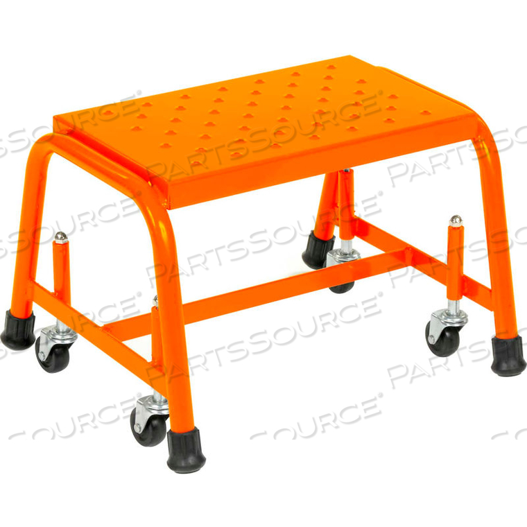 PERFORATED 16"W 1 STEP STEEL ROLLING LADDER 20"D TOP STEP - ORANGE by Ballymore PERFORATED 16"W 1 STEP STEEL ROLLING LADDER 20"D TOP STEP - ORANGE by Ballymore