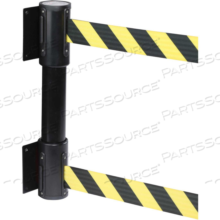 WALLPRO TWIN BLACK POST RETRACTING BELT BARRIER, 13 FT. YELLOW AUTHORIZED BELT by Queue Solutions LLC WALLPRO TWIN BLACK POST RETRACTING BELT BARRIER, 13 FT. YELLOW AUTHORIZED BELT by Queue Solutions LLC