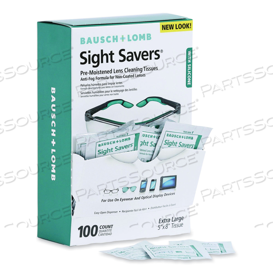 SIGHT SAVERS PRE-MOISTENED ANTI-FOG TISSUES WITH SILICONE, 8 X 5 by Bausch & Lomb