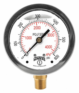 J1382 GAUGE PRESSURE 2-1/2IN. 0 TO 600 PSI by Winters Instruments