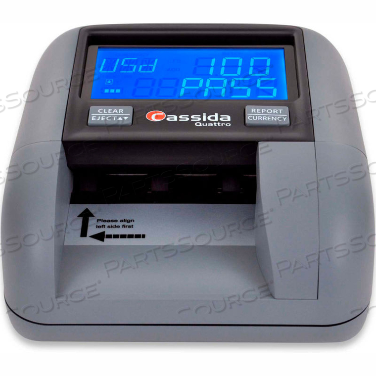QUATTRO 4-ORIENTATION AUTOMATIC COUNTERFEIT DETECTOR LCD REPORTING, PASS/FAIL DISPLAY by Cassida Corporation