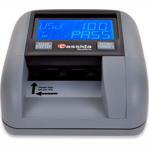 QUATTRO 4-ORIENTATION AUTOMATIC COUNTERFEIT DETECTOR LCD REPORTING, PASS/FAIL DISPLAY by Cassida Corporation