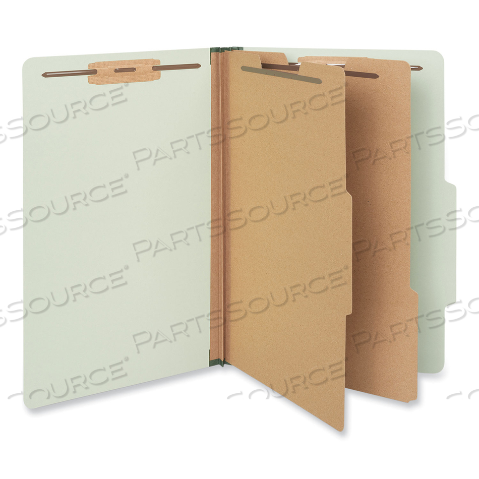 SIX-SECTION PRESSBOARD CLASSIFICATION FOLDERS, 2" EXPANSION, 2 DIVIDERS, 6 FASTENERS, LEGAL SIZE, GREEN EXTERIOR by Universal
