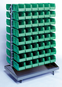 MOBILE BIN RAIL FLOOR RACK 96 BINS BLUE by Quantum Storage Systems