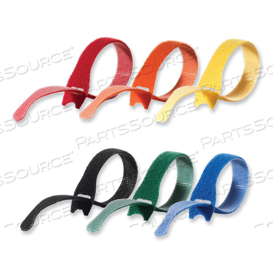 ONE-WRAP TIES AND STRAPS, 0.5" X 8", ASSORTED COLORS, 60/PACK 