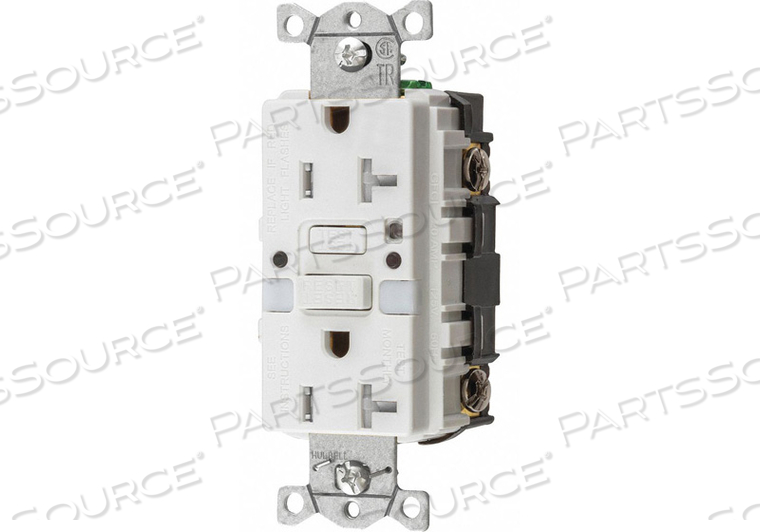 GFCI RCEPTCLE COMMER. WHT 20A 1 HP by Hubbell Incorporated, Wiring Device-Kellums GFCI RCEPTCLE COMMER. WHT 20A 1 HP by Hubbell Incorporated, Wiring Device-Kellums