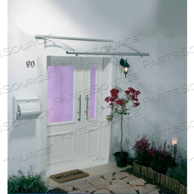 PALRAM, AQUILA 1500 DOOR AWNING, HG9500, 5'L X 3'W, CLEAR PANEL, ALUMINUM FRAME by Poly-Tex, Inc PALRAM, AQUILA 1500 DOOR AWNING, HG9500, 5'L X 3'W, CLEAR PANEL, ALUMINUM FRAME by Poly-Tex, Inc