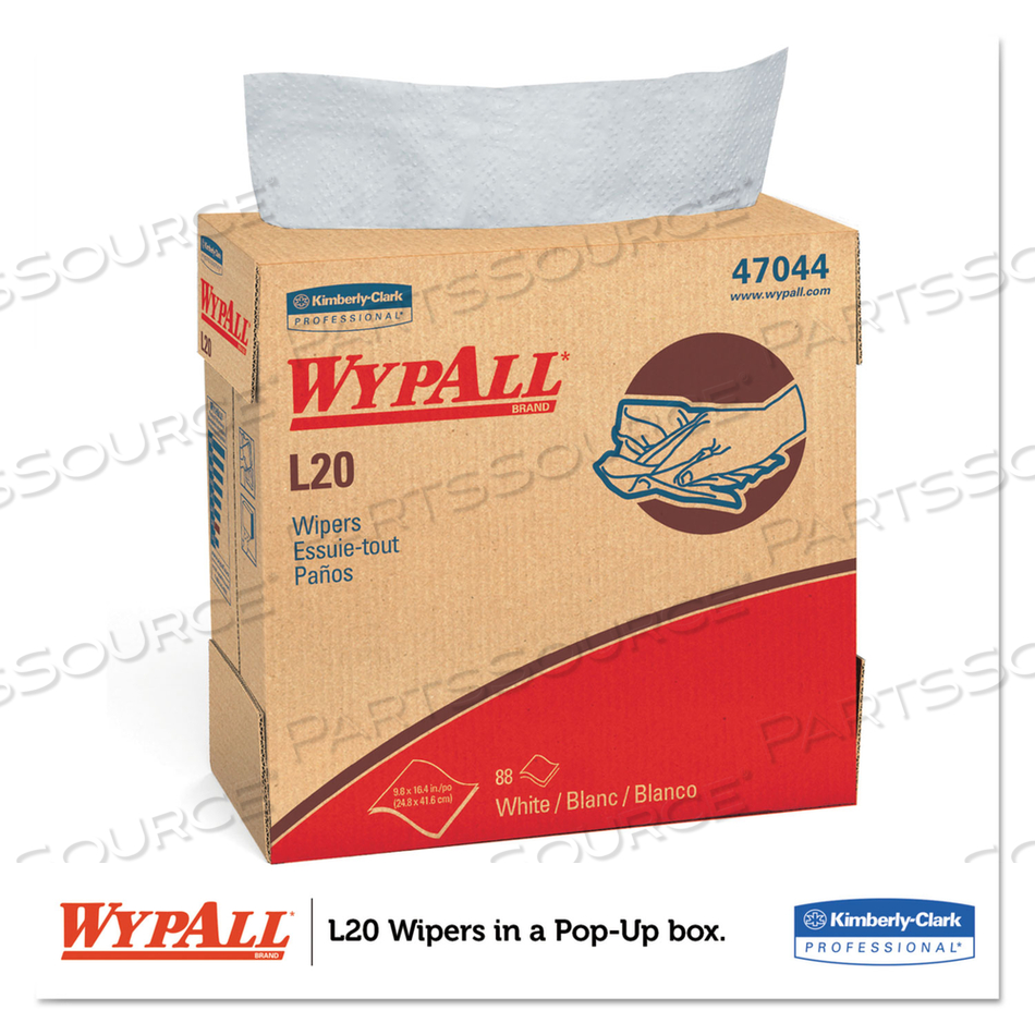 L20 TOWELS, POP-UP BOX, 4-PLY, 9.1 X 16.8, WHITE, 88/BOX by WypAll L20 TOWELS, POP-UP BOX, 4-PLY, 9.1 X 16.8, WHITE, 88/BOX by WypAll