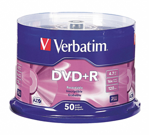 DVD+R DISC 4.70 GB 120 MIN 16X PK50 by Verbatim