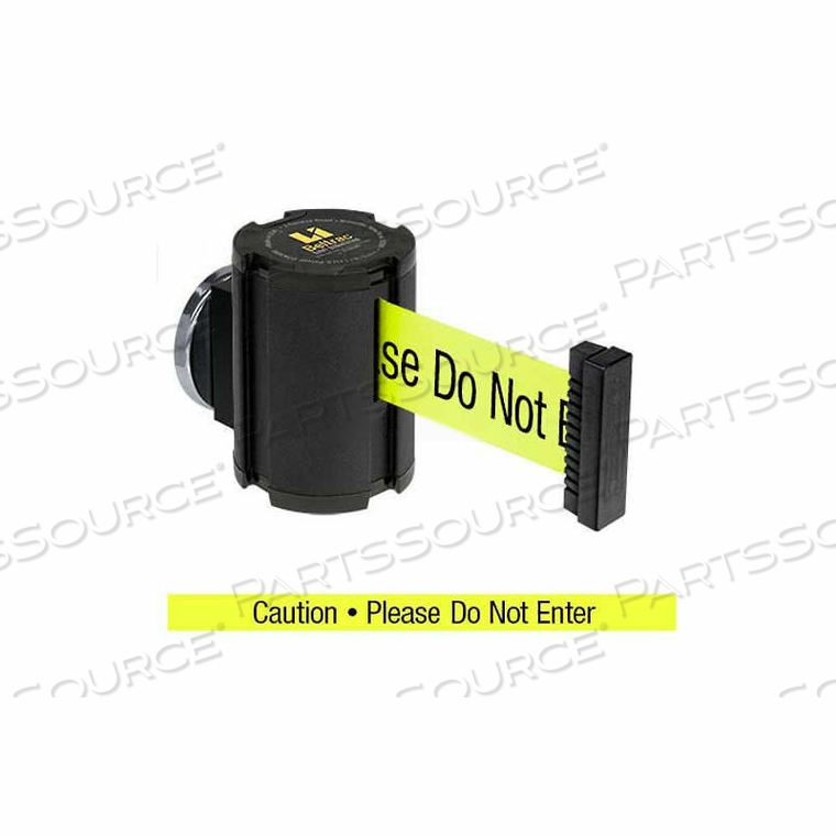 WRINKLE BLACK MAGNETIC WALL MOUNT UNIT, 13'L YELLOW, "CAUTION - DO NOT ENTER" BELT by Lavi