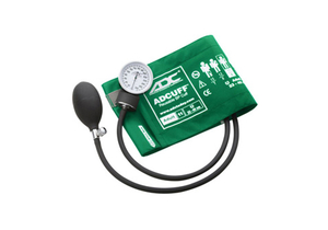 POCKET ANEROID SPHYGMOMANOMETER, +/-3 MM HG AT 50 DEG F, NYLON CUFF, GREEN, CHILD PATIENT, 9 CUFF, 23 TO 40 CM CUFF, ARM TARGET by American Diagnostic Corporation (ADC)