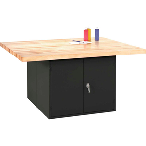 4-STATION WORKBENCH W/0 VISES (DOUBLE DOOR) - BLACK by Diversified Woodcrafts