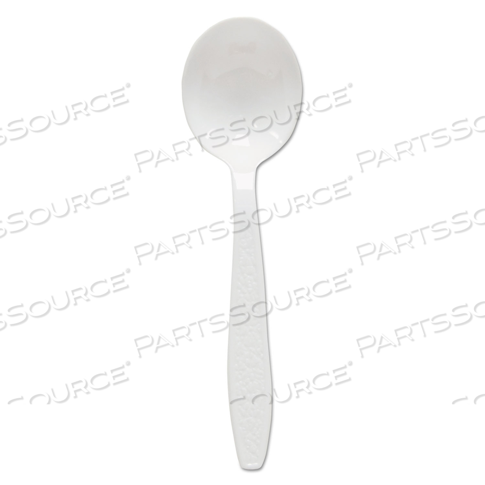 GUILDWARE EXTRA HEAVYWEIGHT PLASTIC CUTLERY,  SOUP SPOONS, WHITE, 1000/CARTON 