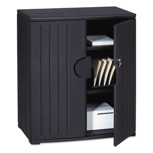 ROUGH N READY STORAGE CABINET, TWO-SHELF, 36W X 22D X 46H, BLACK by Iceberg Enterprises