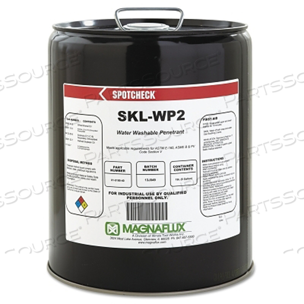 SPOTCHECK SKL-WP2 WATER WASHABLE PENETRANTS, 5 GAL, PAIL by Magnaflux