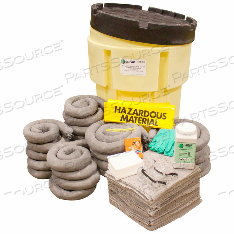95 GALLON SPILLPACK SPILL KIT, AGGRESSIVE, EASY-OFF LID, YELLOW 