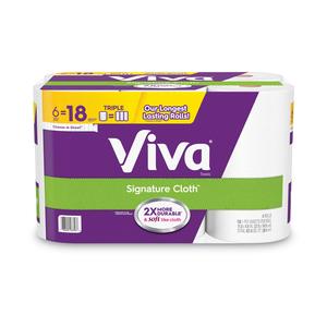 SIGNATURE CLOTH CHOOSE-A-SHEET KITCHEN ROLL PAPER TOWELS, 2-PLY, 11 X 5.9, WHITE, 156/ROLL, 6 ROLLS/PACK, 4 PACKS/CARTON by Viva