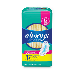 ULTRA THIN PADS, REGULAR, 36/PACK, 6 PACKS/CARTON by Always