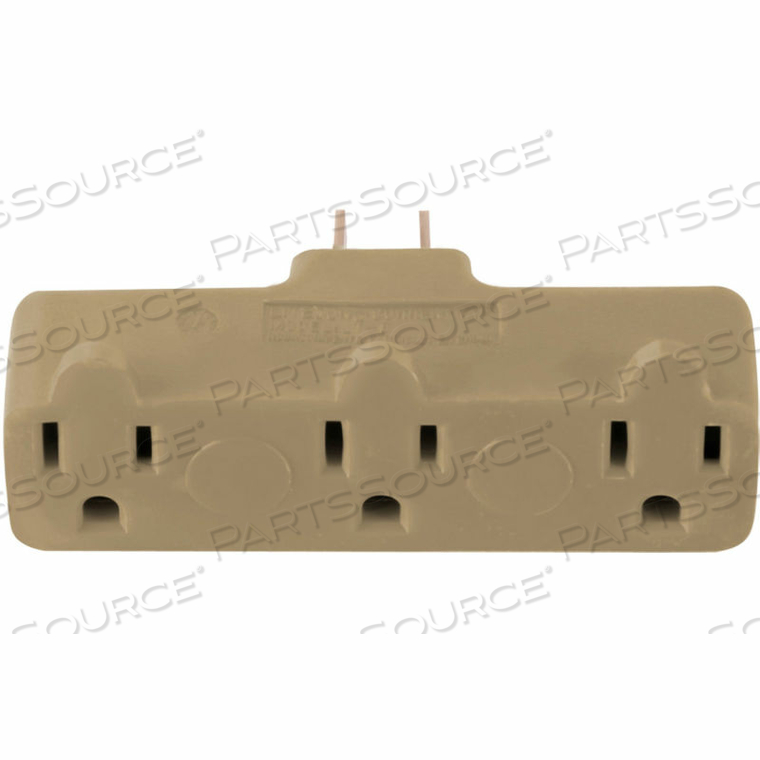 GOGREEN POWER, 3 OUTLET TRI-TAP RUBBER ADAPTER, BEIGE by Perf Power Go Green