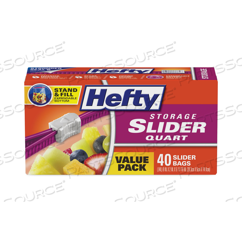 SLIDER BAGS, 1 GAL, 1.5 MIL, 10.56" X 11", CLEAR by Hefty