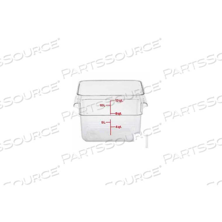 SQUARE FOOD CONTAINER, W/ HANDLES, 12 QUART, 11-1/4X12-1/4X8-3/4, CLEAR by Cambro