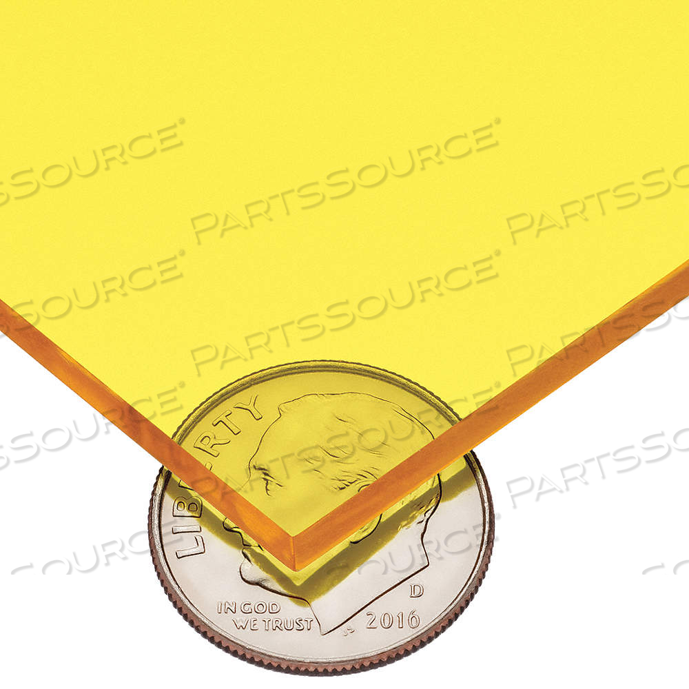 PLASTIC SHEET, 0.125 IN THICK, 12 IN W X 24 IN L, YELLOW, CLEAR, 9,000 PSI TENSILE STRENGTH by Approved Vendor