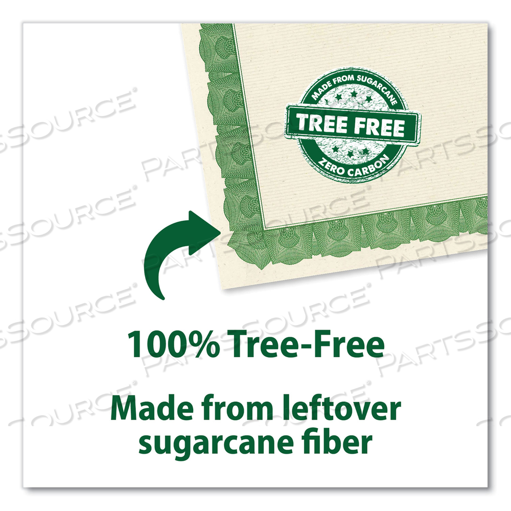 AWARD CERTIFICATES, 8.5 X 11, NATURAL WITH GREEN BRAIDED BORDER by Geographics