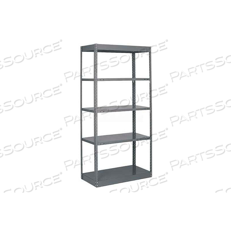 OFFSET STURDI-FRAME OPEN SHELVING UNIT 48"W X 18"D X 87"H, 5 SHELVES, 18 GA., DARK GRAY 