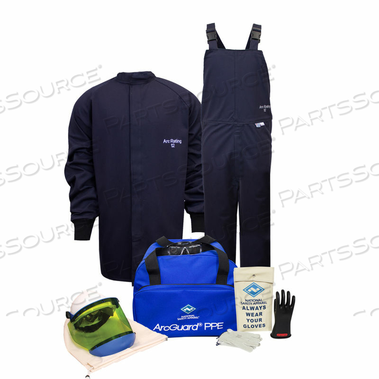 ARCGUARD KIT2SC11L10 12 CAL ARC FLASH KIT W/SHORT COAT & BIB OVERALL IN ULTRASOFT, L, SZ 10 by National Safety Apparel