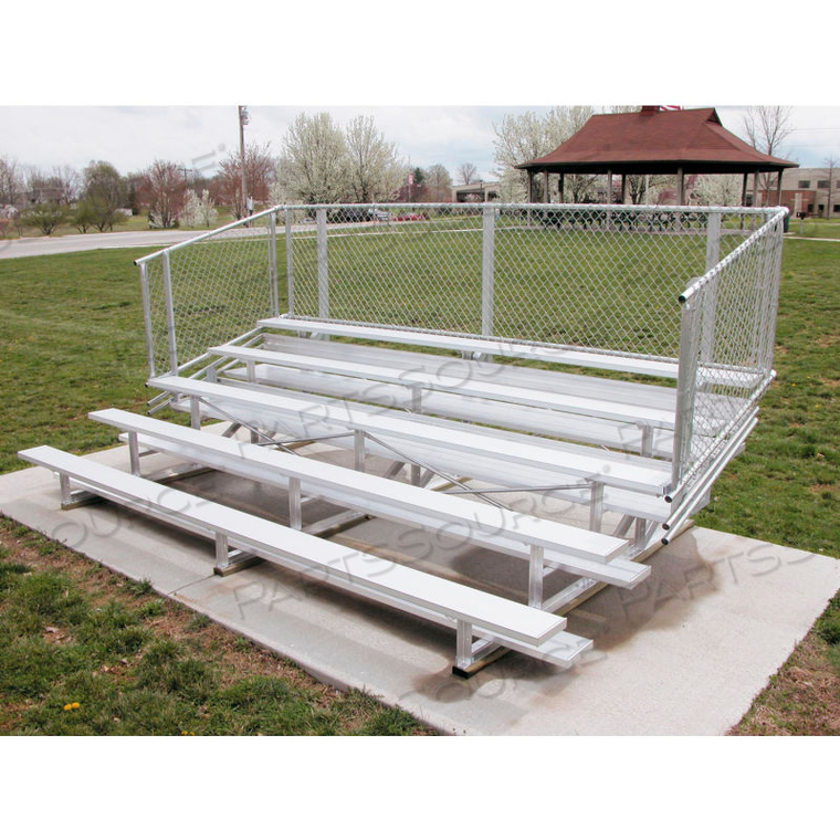 5 ROW NATIONAL REP ALUMINUM BLEACHER WITH GUARDRAILS, 15' LONG, SINGLE FOOTBOARD by Gt Grandstands By Ultraplay