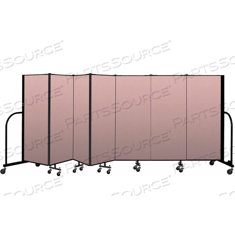 PORTABLE ROOM DIVIDER 7 PANEL, 5'H X 13'1"L, VINYL COLOR: MAUVE 