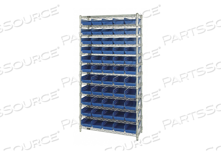 E3958 BIN SHELVING 74 OVERALL H 55 BINS BLUE by Quantum Storage Systems E3958 BIN SHELVING 74 OVERALL H 55 BINS BLUE by Quantum Storage Systems