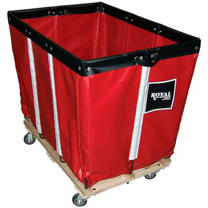 6 BU-STANDARD-DUTY BASKET TRUCKS BY ROYAL - VINYL LINER - 30"L X20"W X 27"H 4 SWIVEL CASTERS-RED by Royal Basket Trucks