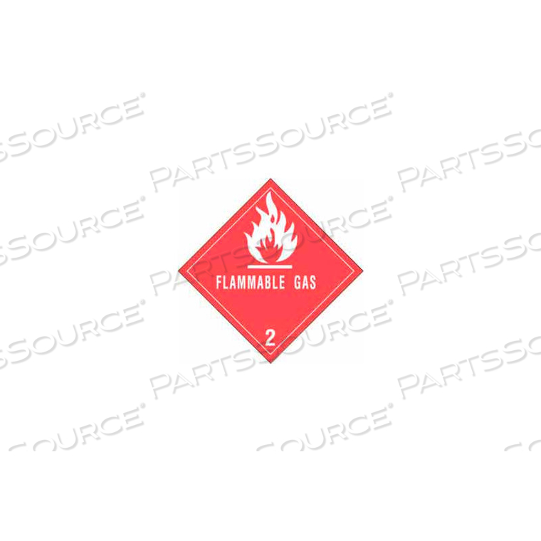 HAZARD CLASS 2 - FLAMMABLE GAS 4" X 4" - WHITE / RED by Decker Tape Products