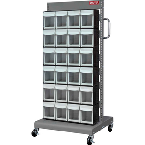 SHUTER FLIP OUT BIN MOBILE PARTS CART - DOUBLE SIDED WITH 48 BINS by LDS Industries LLC