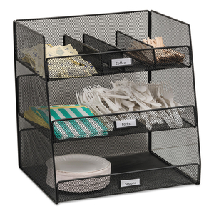 ONYX BREAKROOM ORGANIZERS, 3 COMPARTMENTS,14.63 X 11.75 X 15, STEEL MESH, BLACK by Safco