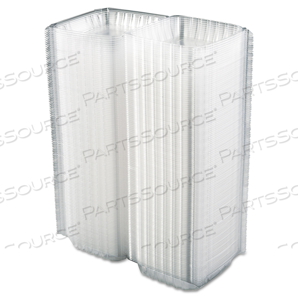 CLEARSEAL HINGED-LID PLASTIC CONTAINERS, 8.3 X 8.3 X 3, CLEAR, PLASTIC by Dart Container Corporation CLEARSEAL HINGED-LID PLASTIC CONTAINERS, 8.3 X 8.3 X 3, CLEAR, PLASTIC by Dart Container Corporation