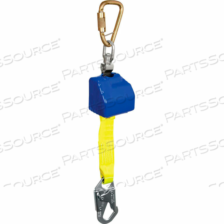 8' WEB OVERHEAD RETRACTOR, WITH 1 SNAP HOOK, 1 SWIVEL & 1 CONNECTING CARABINER by Falltech