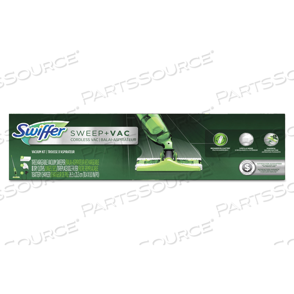 SWEEP + VAC STARTER KIT WITH 8 DRY CLOTHS, 10" CLEANING PATH, GREEN/SILVER, 2 KITS/CARTON 